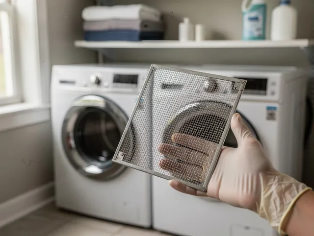 Twinsburg Dryer Vent Cleaning specialist performing detailed lint trap cleaning service in Twinsburg